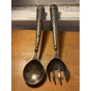Vintage 1970s Silver Plated Salad Tongs Fork & Spoon Game of thrones Gothic